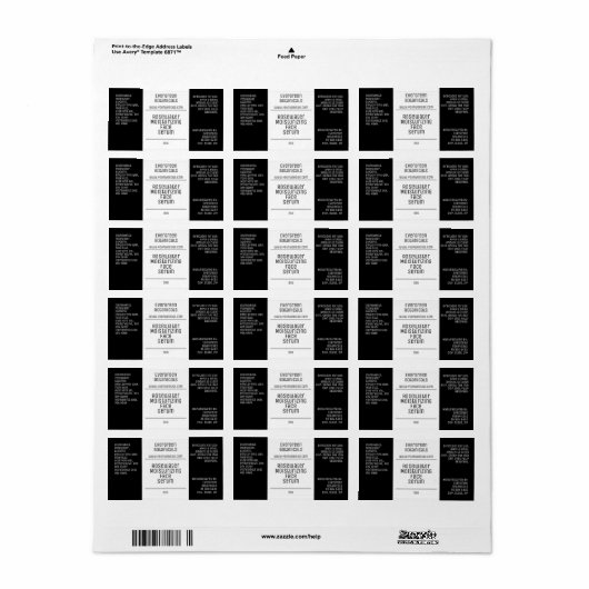 modernes Tröpfchen-Etikett mit schwarz-weiß Adressaufkleber (Vorne)