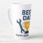 Modernes Trophy-Design "Bester Vater" - Happy Vate Milchtasse (Linke Ecke)