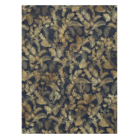 Modernes Tropical Gold Foliage Blue Muster Tischdecke (Vorderseite)