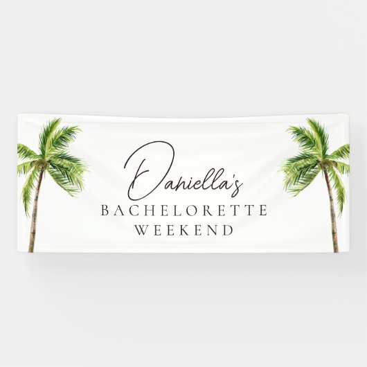 Modernes Tropical Palm Bachelorette Wochenende Banner (Horizontal)