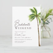 Modernes Tropical Palm Bachelorette Wochenende Einladung (Stehend Vorderseite)