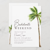 Modernes Tropical Palm Bachelorette Wochenende Einladung (Vorne/Hinten)
