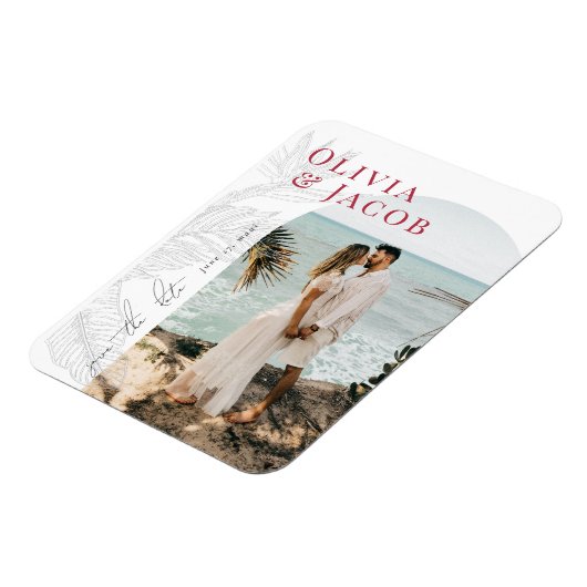 Modernes Tropical Save the Date Magnet (Linke Seite)