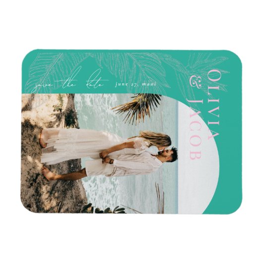 Modernes Tropical Save the Date Magnet (Horizontal)