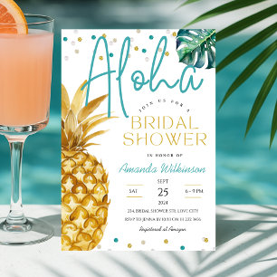 Modernes tropisches Aloha Sommer- oder Luau-Brautp Einladung
