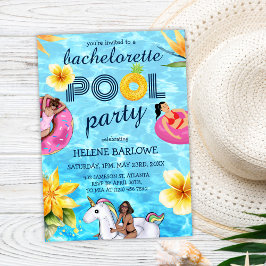 Modernes tropisches Bachelorette Pool Party Einladung