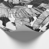 Modernes tropisches Bananen-Schwarzweiss-Blätter Geschenkpapier (Ecke)