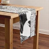 Modernes tropisches Bananen-Schwarzweiss-Blätter Kurzer Tischläufer (Beispiel)