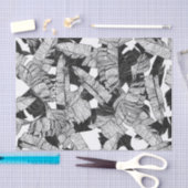 Modernes tropisches Bananen-Schwarzweiss-Blätter Seidenpapier (Handwerk)