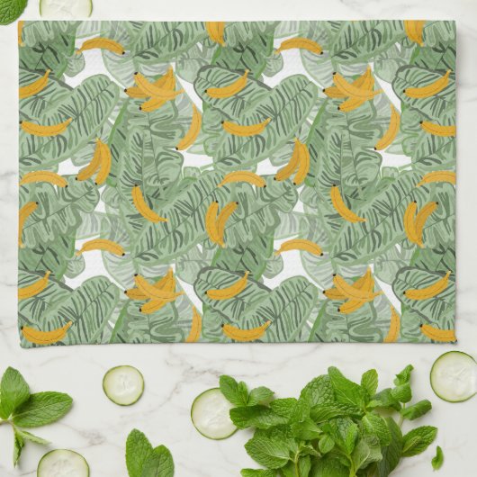 Modernes tropisches Bananengrün Geschirrtuch (Gefaltet)