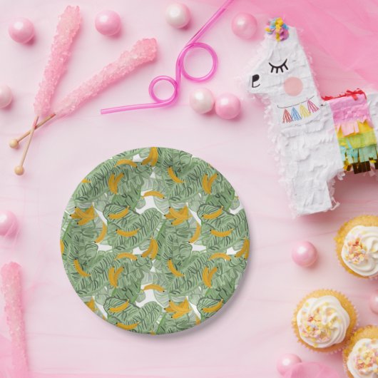 Modernes tropisches Bananengrün Pappteller (Party)