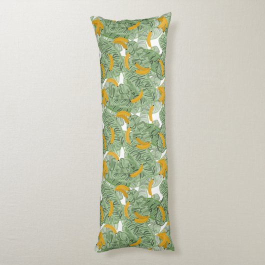 Modernes tropisches Bananengrün Seitenschläferkissen (Rückseite (Vertikal))