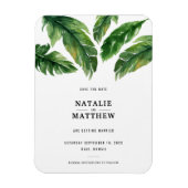 Modernes tropisches Blatt Save the Date Magnet (Vertikal)