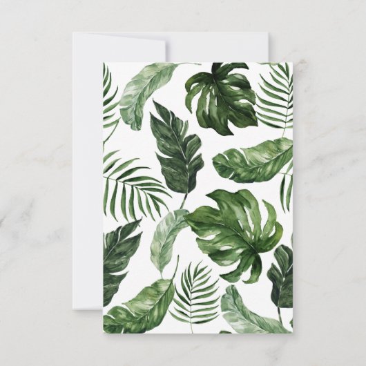 Modernes tropisches Blattwerk RSVP Karte (Rückseite)