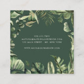 Modernes tropisches des botanischen Laubs des Quadratische Visitenkarte (Rückseite)