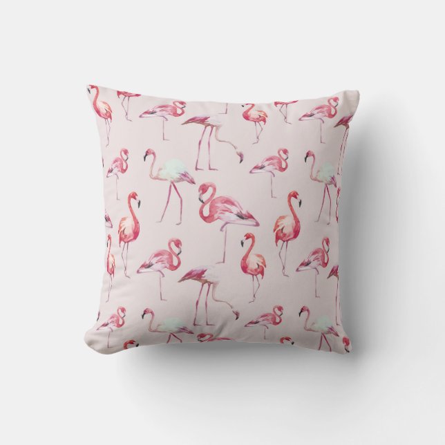 Modernes tropisches Flamingo Kissen (Vorderseite)