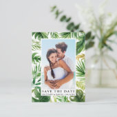 Modernes tropisches Foto Save the Date Postkarte (Stehend Vorderseite)