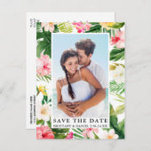 Modernes tropisches Foto Save the Date Postkarte (Vorne/Hinten)