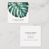 Modernes tropisches grünes Leaf Quadratische Visitenkarte (Vorne/Hinten)