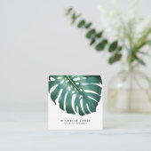 Modernes tropisches grünes Leaf Quadratische Visitenkarte (Stehend Vorderseite)
