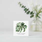 Modernes tropisches grünes Leaf Wasserfarbe Quadratische Visitenkarte (Stehend Vorderseite)