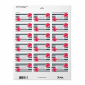 Modernes Tropisches "Hibiskus Navy Blue Strip Labe Adressaufkleber (Vorne)