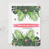 Modernes Tropisches Hochzeitsfestival Einladung (Rückseite)