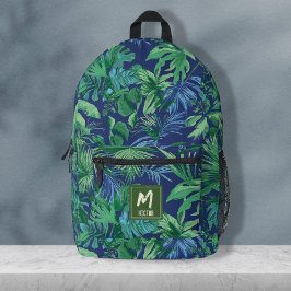 Modernes tropisches Leaf Blue Green Custom Design Bedruckter Rucksack