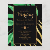 Modernes tropisches Leaf Gold Black Wedding Budget (Vorderseite)