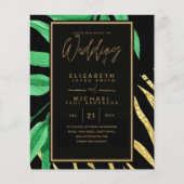Modernes tropisches Leaf Gold Black Wedding Budget (Vorderseite)