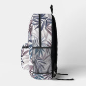 Modernes tropisches Leaf Grau Blue Custom Design Bedruckter Rucksack (Rechts)