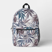 Modernes tropisches Leaf Grau Blue Custom Design Bedruckter Rucksack (Vorderseite)