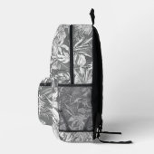 Modernes, tropisches Leaf-Grau-White-Monogramm-Des Bedruckter Rucksack (Rechts)