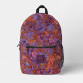 Modernes, tropisches Leaf-rotes Lila Monogramm-Des Bedruckter Rucksack (Vorderseite)