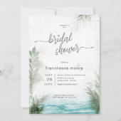 Modernes tropisches Meer & Palmen Brautparty Einladung (Vorderseite)