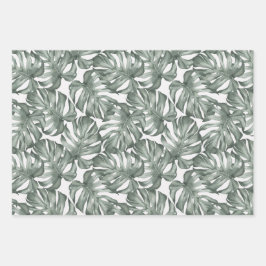 Modernes tropisches Monstera Hawaii Geschenkpapier Set