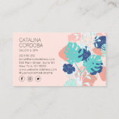 Modernes tropisches Monstera-Leaf-Muster-Salon Visitenkarte (Rückseite)