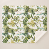 Modernes tropisches Palmenbaummuster Sherpadecke (Vorderseite (Horizontal))