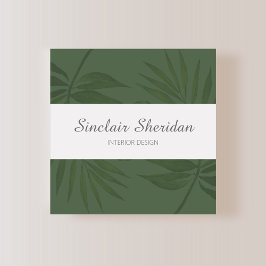 Modernes tropisches Palmenblatt Quadratische Visitenkarte
