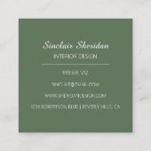 Modernes tropisches Palmenblatt Quadratische Visitenkarte (Rückseite)