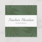 Modernes tropisches Palmenblatt Quadratische Visitenkarte (Vorderseite)