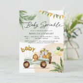 Modernes tropisches Party Baby Animals Baby Sprink Einladung (Stehend Vorderseite)