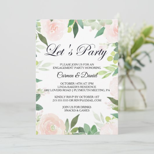 Modernes tropisches Party Einladung (Stehend Vorderseite)