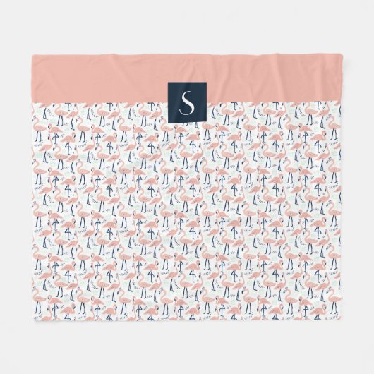 Modernes tropisches Pink Flamingo Muster Fleecedecke (Vorderseite (Horizontal))