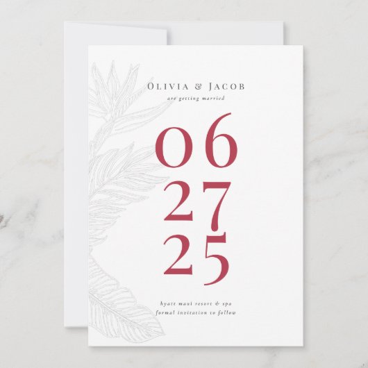 Modernes tropisches Save the Date (Vorderseite)