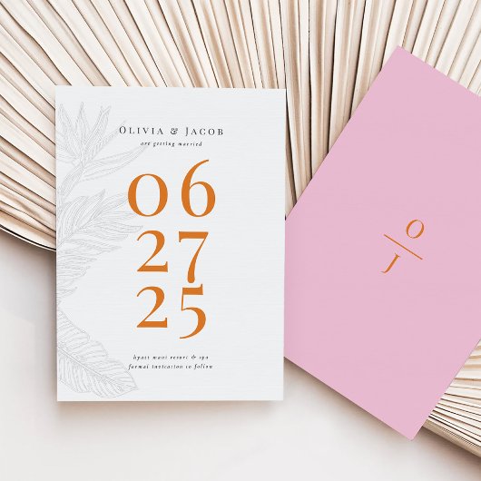 Modernes tropisches Save the Date Einladung