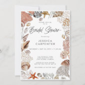 Modernes tropisches Seashell-Frame-Brautparty Einladung (Vorderseite)