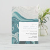 Modernes tropisches Stranddüster mit blauen und gr Einladung (Stehend Vorderseite)