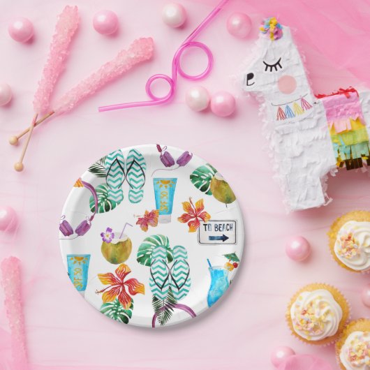 Modernes tropisches Strandmuster Pappteller (Party)