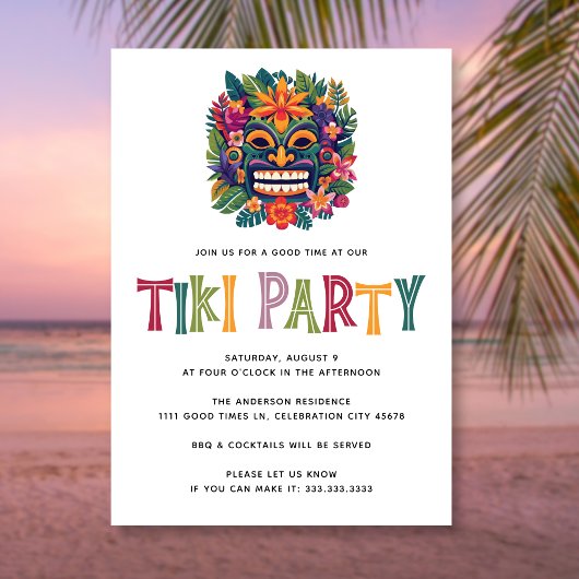 Modernes tropisches Tiki Luau Cocktail Party Somme Einladung
